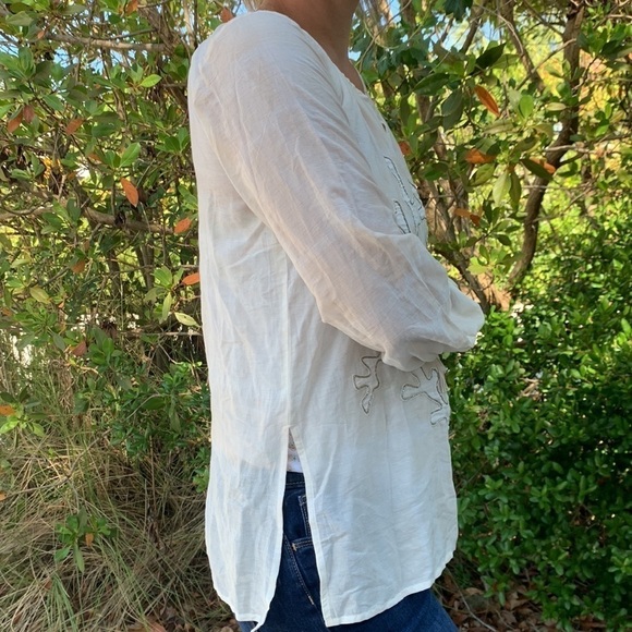 TASHIA London Boho tassels beaded coral Top Size‎ Small Summer cream vacation - Picture 6 of 13